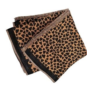 Ann Taylor Scarf  Tan and Black Reversible Animal Print Heart Shape